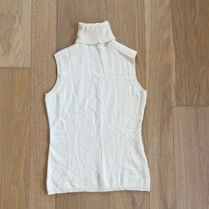 cashmere Cream Sleeveless Turtleneck Top